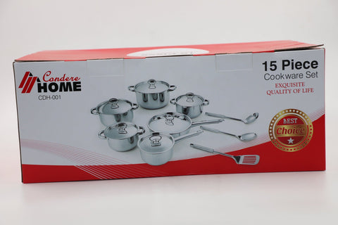 15 Piece Cookware Stainless Steel Set