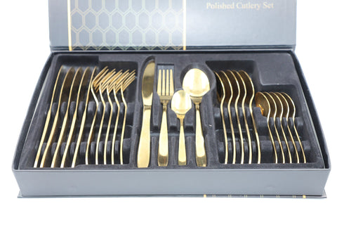 24 Piece High Quality Cutlery Set Gold Coating